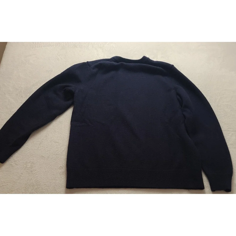 Calvin Klein Jeans Men's Navy Blue Logo Patch Crewneck Knit Sweater Large